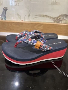 Tomm Hilfiger Girls Size 10 Wedge Summer Navy Blue Sandals - Picture 1 of 10