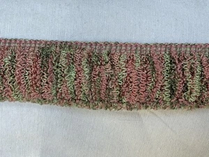 4 yards BRUSH FRINGE 1 5/8"pink mauve sage olive green Upholstery Fabric Trim - Picture 1 of 3