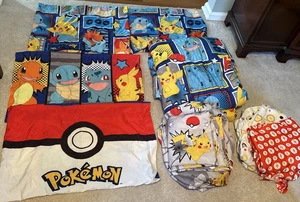 Pokemon 9 Pc Full Size Bed Set Reversible Pikachu Charizard-Comforter Shams 2 - Picture 1 of 9