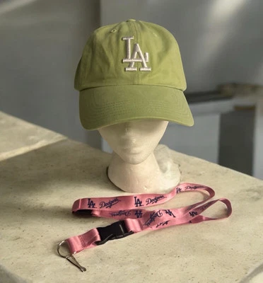 Los Angeles Dodgers Strapback Baseball Cap Hat T.E.I. Mint Green MLB + Lanyard - Image 1 of 4