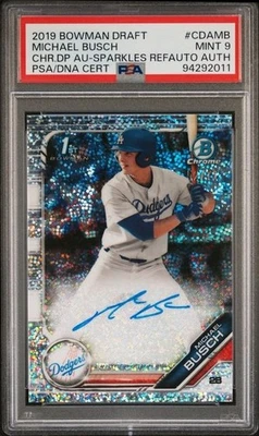 2019 Bowman Draft Michael Busch Chrome 1st Sparkle Refractor Auto /71 PSA 9 - Image 1 of 2