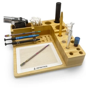 Bamboo Desk Organizer, Wax Carving Tools Holder with Non-stick Silicone Mat P... - Picture 1 of 5