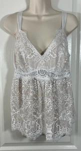 Soma Cami Tank XL beige Babydoll Spitze Wimpernsaum Boho Hipi Fee Coquette y2K - Bild 1 von 15