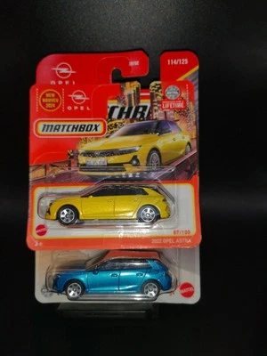 Matchbox 2022 Opel Vauxhall Astra Blue & Yellow 2 x sealed models - Image 1 of 3