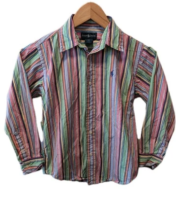 Polo Ralph Lauren Colorful Striped Button Down Long Sleeve Shirt Boys Youth Sz 7 - Image 1 of 4