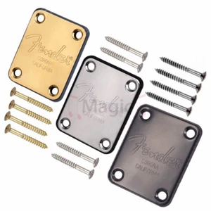 PLACA DE CUELLO estilo Fender con logotipo de Fender guitarra/bajo con 4 x tornillo - Imagen 1 de 8