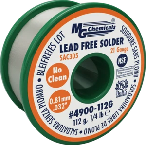 MG Chemicals 4900-112G,  1/4 lb. Roll of Sn96, (21ga) 0.032" Lead Free Solder - Picture 1 of 1