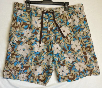 Body Glove Hombre Board Shorts Talla 38 Bañador Marrón Azul Floral Cordón Foto 1 de 4
