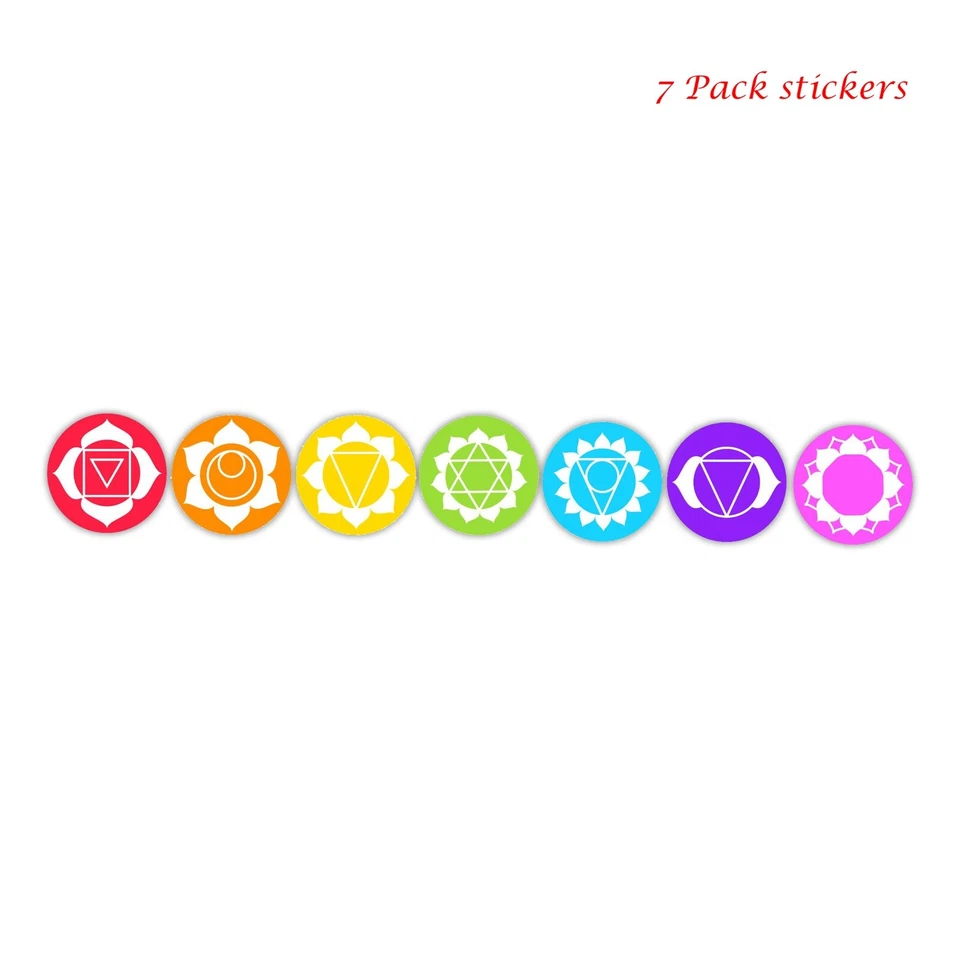 Paquete de 7 calcomanías adhesivas circulares de tabla de chakras para automóvil Wicca Yoga Hindu Aum Om Mandala Foto 1 de 4