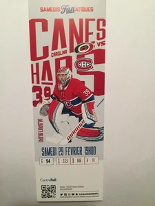 MONTREAL CANADIENS VS CAROLINA HURRICANES FEBRUARY 29, 2020 TICKET STUB - Picture 1 of 1