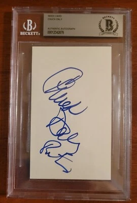 CHUCK DALY FULL SIGNED 3X5 INDEX CARD BECKETT ENCAPSULATED USA DETROIT PISTONS  - Image 1 of 3