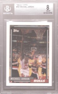 1992-93 TOPPS # 141 - MICHAEL JORDAN - BECKETT GRADED - BGS-8 = NEAR MINT-MINT