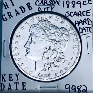 1889 CC MORGAN SILVER DOLLAR ALTA QUALITÀ ORIGINALE U.S. MINT RARA KEY COIN 9982 - Foto 1 di 3
