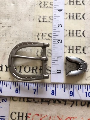 Vintage Western /CASUAL/DRESS  Metal Belt Buckle AND END TIP MADE IN USA NEW  - Photo 1/4