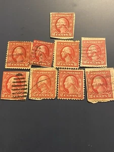 #539 1919 2cent Washington, Carmine Rose, type ll (Lot of 9) - Imagen 1 de 1
