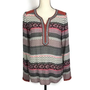 Blusa Top THML Estampado Mixto Mujer Pequeña Naranja Gamuza Acentos Larga Slv TM3816 - Imagen 1 de 11