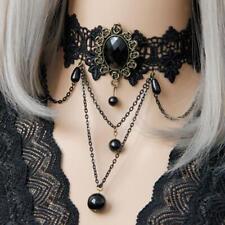 80 Black Lace Beads Charm Pendant Chunky Choker Necklace