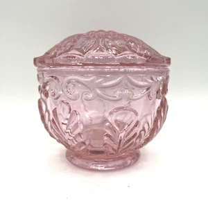 Fenton Trinket Dish with Lid - Glass Pink Floral and Swirls - Original Sticker - Picture 1 of 7