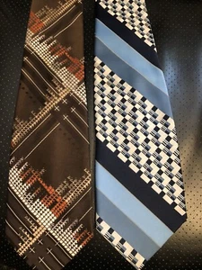 Vintage Krawatten 2 Lot 1 blau 1 braun - Bild 1 von 2