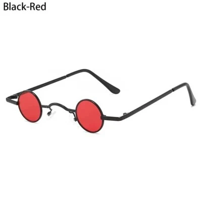 Vintage Retro Steampunk Mini Redondo GAFAS DE SOL GÓTICAS Marco de Metal para Adultos-NEGRO/ROJO Foto 1 de 4