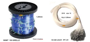 PALANGARO FILO 1.20mm BLUE LUNG 500mt. 100 GIRELLE DISTANZA 5 mt + 100 AMI N 10 - Foto 1 di 3