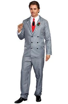 Brand New Addams Family Gomez Pin Stripe Suit Mr. Fright Adult Costume - Image 1 of 2