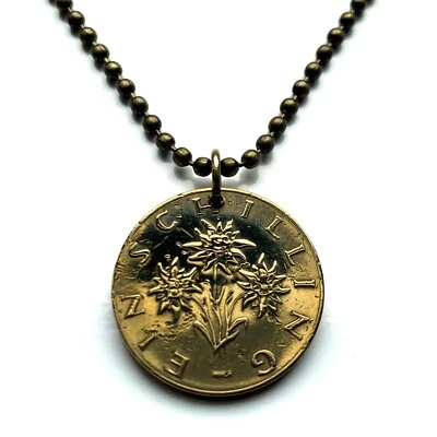 Austria 1 chelín moneda colgante Edelweiss Alpine montaña flor Viena n000443 Foto 1 de 4