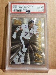 1996 Select Certified Premium Stock Jonathan Ogden PSA 10 Gem Mint RC NFL HOF