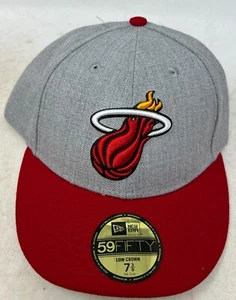 Miami Heat New Era "Low Crown" 59FIFTY Fitted Hat-Gray/Red Size 7 3/8 - Picture 1 of 3