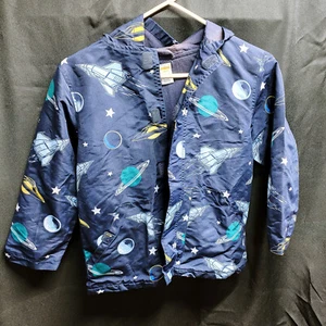 Gymboree Boy's Space Themed Rain Jacket With Hook And Loop Closure Size M (7/8) - Picture 1 of 10