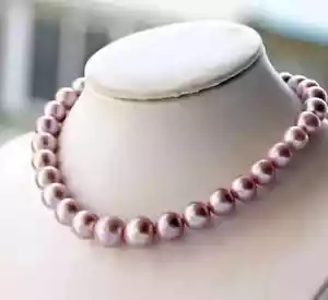 riesige natürliche 18" 10-11 mm Südsee AAA rosa lila Lavendel Perlenkette 14k - Bild 1 von 4