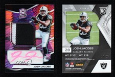 2019 Panini Spectra Neon Pink Prizm /25 Josh Jacobs RPA Rookie Patch Auto RC