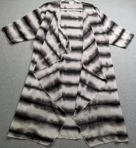 Lularoe M Shirley Kimono Coverup Medium schwarz grau weiß Batik transparent #3023 - Bild 1 von 10