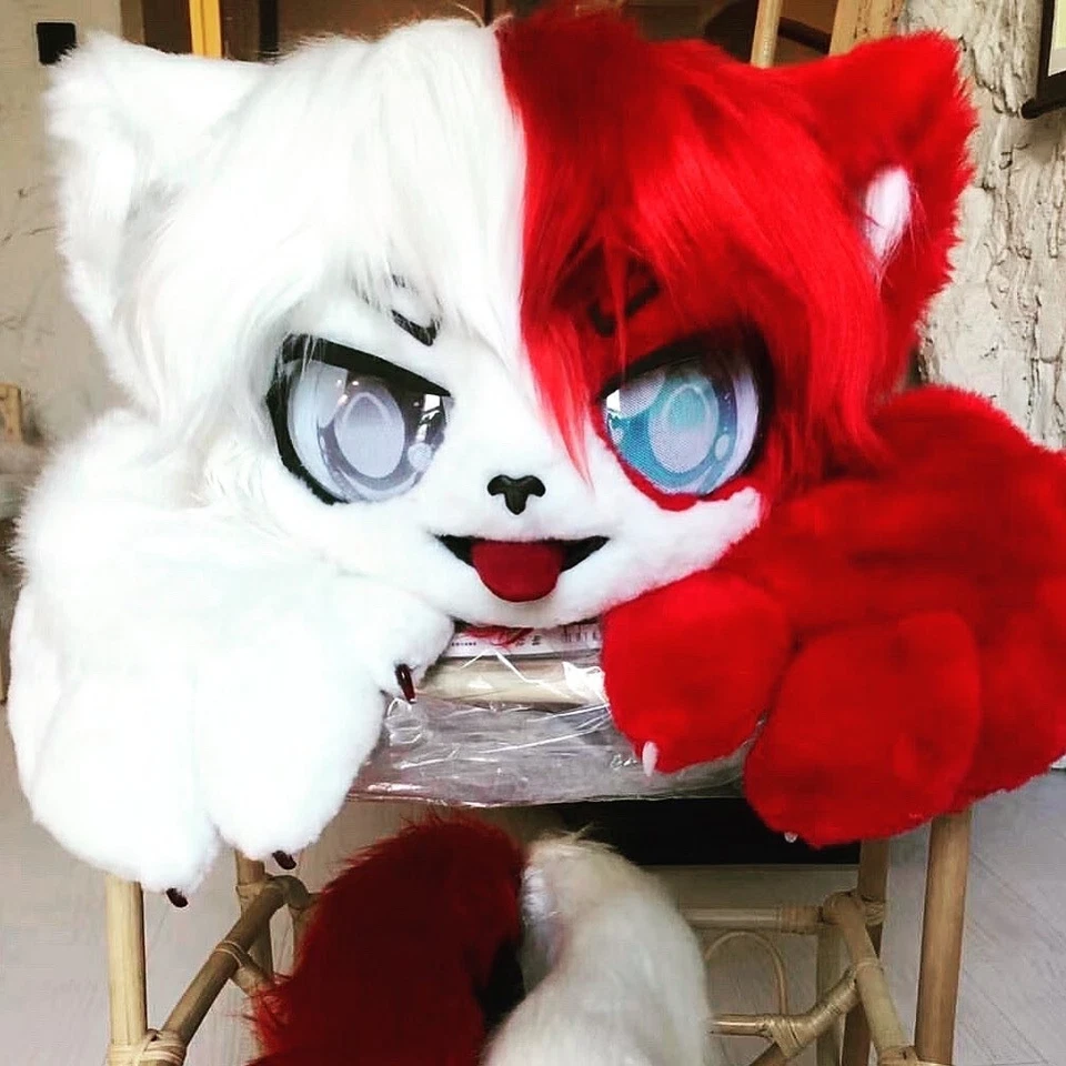 todoroki themed premade fursuit partial, head, hands, tails, and extras - Image 1 of 4