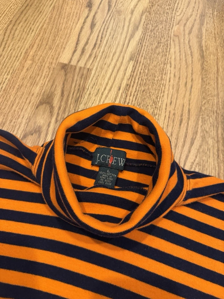 Camisa De Colección J Crew Rayas Cuello Alto Talla Grande Azul Naranja Remero De Colección Foto 1 de 4