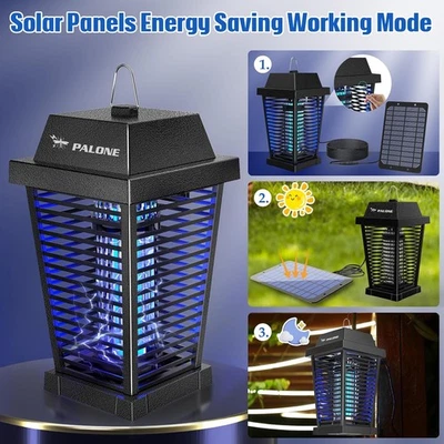 PALONE Solar Bug Zapper 4500V Electric Mosquito Zapper for Flies Gnats Moths - Image 1 of 4