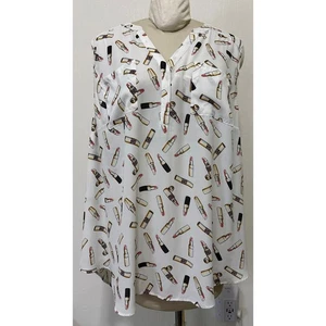 Torrid Harper Tank Top Shirt Lipstick Sleeveless Size 4X V-Neck Button Up - Picture 1 of 4