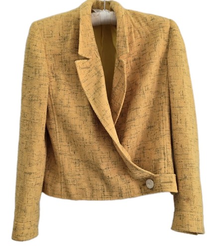 Boutique Valentino tweed testurizzato cropped giacca gialla taglia 10 vintage
