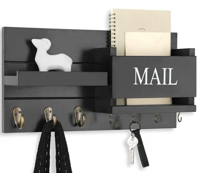 Mail Organizer for Wall Mount – Key Holder with Shelf Includes Letter Holder ... - Image 1 of 4