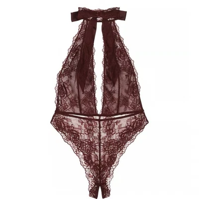 Victoria's Secret Borgoña Marrón GRANDE Muy Sexy Rosa Encaje Halter Peluche Foto 1 de 3