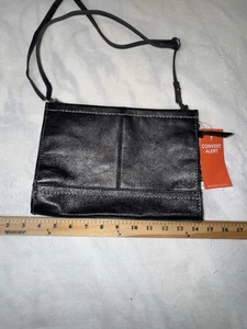 The Sak Iris Black Leather Small 3-way Demi Clutch Crossbody Shoulder Bag - Picture 1 of 6