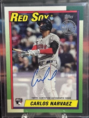 Actualización Topps 2025 Carlos Narváez 1990 Topps Béisbol RC Automático Medias Rojas Autógrafo Foto 1 de 2