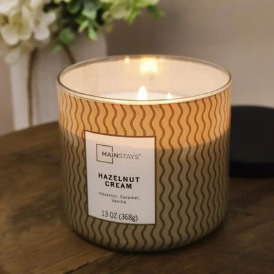 Mainstays 3 фитиля 13 унций фундук крем ароматизированная свеча - Изображение 1 из 4