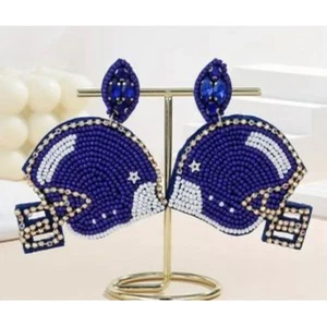Pendientes de casco de fútbol americano con cuentas estrás pendientes colgantes joyas nuevos - Imagen 1 de 4
