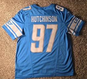 Nike Aiden Hutchinson NFL Detroit Lions Blue Jersey On Field - Mens L Rookie YR - Picture 1 of 12