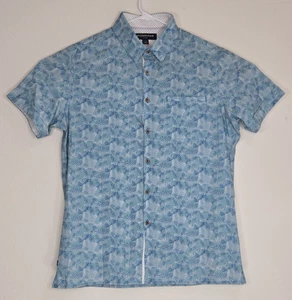 Mizzen+Main Shirt Mens Blue Palms Large Trim Leeward Perfomance Short Sleeve - Picture 1 of 7
