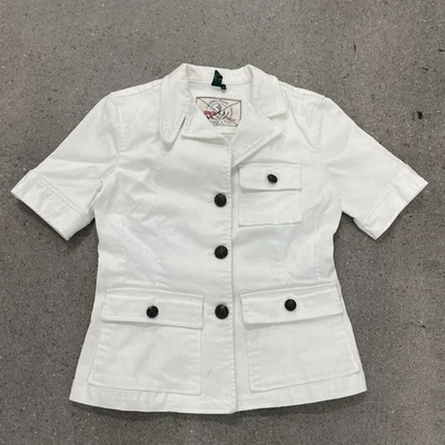 Chaqueta Blazer Ralph Lauren Blanca Denim Náutica Marinero Manga Corta Talla S Foto 1 de 4