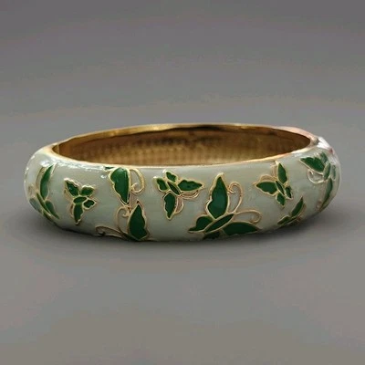 Пастельный зеленый эмали зеленый бабочки сплава клуазоне браслет - Изображение 1 из 4