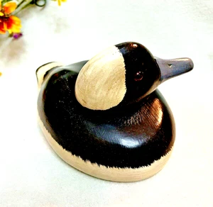 Duck Decoy Wood Carving “Bufflehead” Signed Ron Fisher 9”L Vintage - Picture 1 of 16