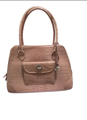 Brighton Collection Top Handle Satchel Croc Pink Leather Handmade Handbag - Image 1 of 4